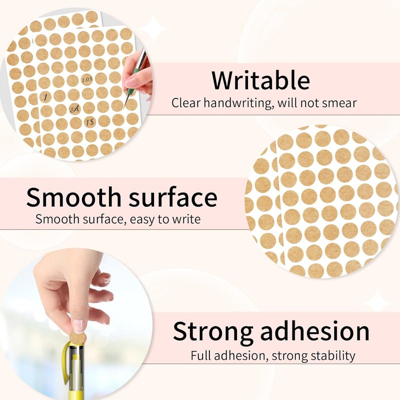 starboling Kraft Paper Dot Stickers, Round Color Coding Labels, 1/2 Inch, 1400pcs - Image 3